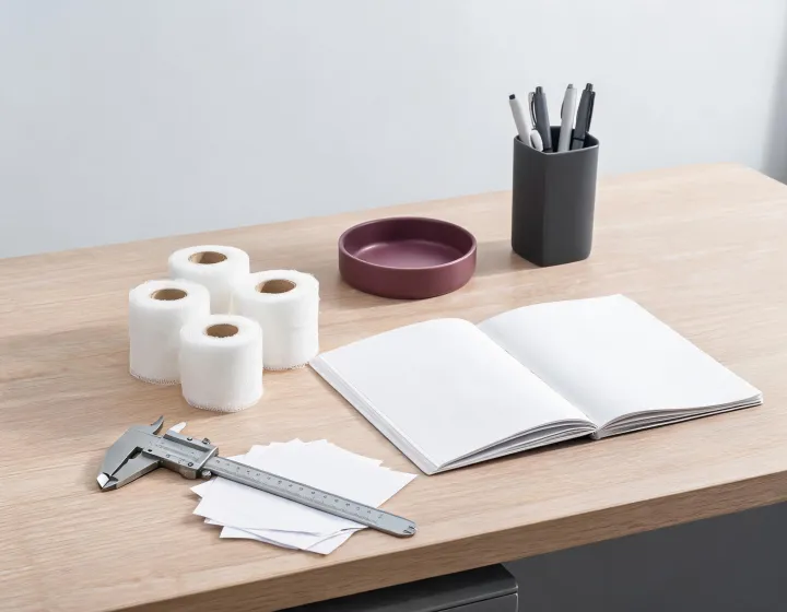 Procurement desk comparing gauze bandage roll construction and packaging requirements